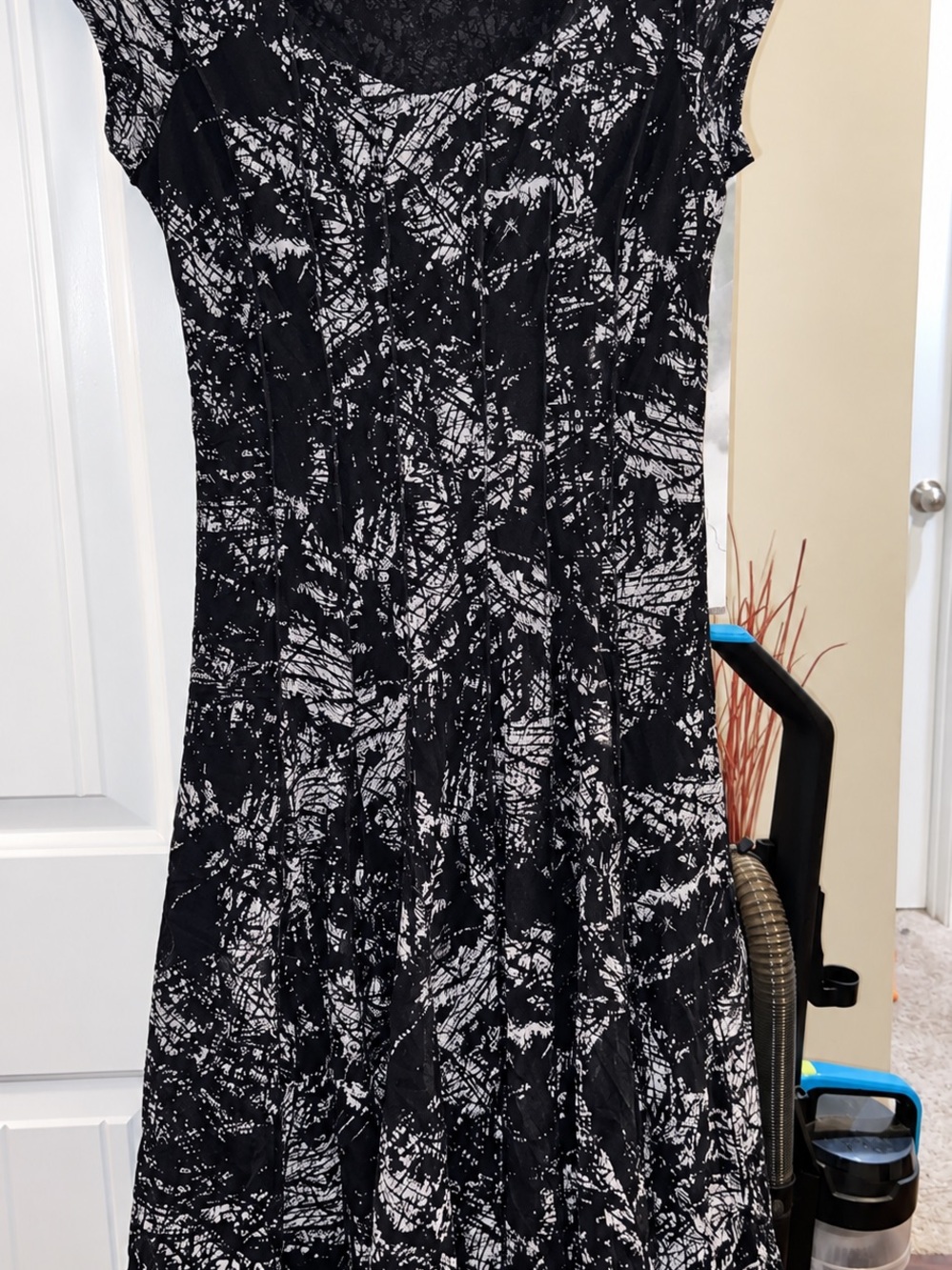 Coldwater Creek Black & White Abstract Fit-and-Flare Dress